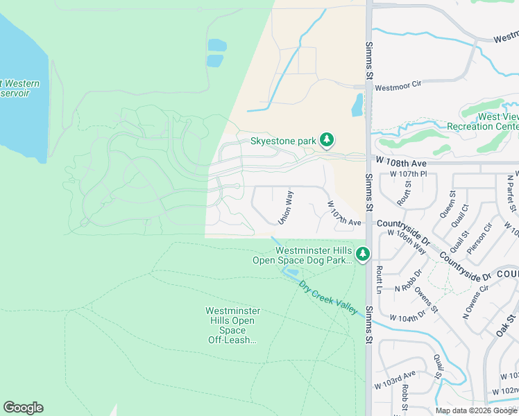 map of restaurants, bars, coffee shops, grocery stores, and more near 10632 Van Gordon Way in Westminster