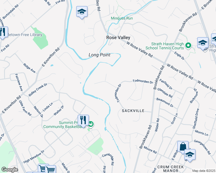 map of restaurants, bars, coffee shops, grocery stores, and more near 10 Forest View Road in Rose Valley