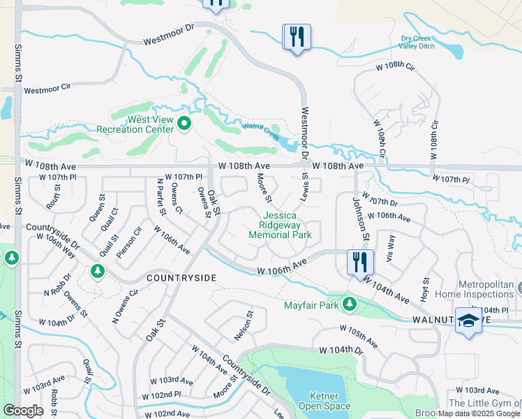 map of restaurants, bars, coffee shops, grocery stores, and more near 10557 West 107th Avenue in Westminster