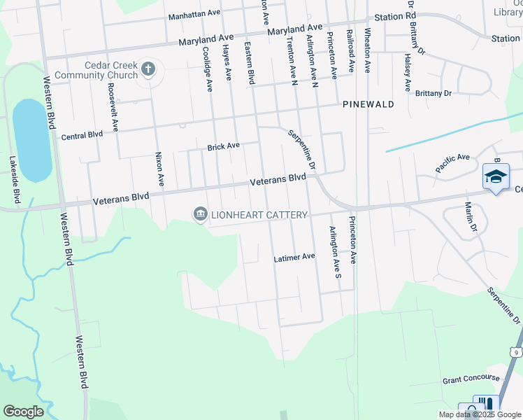 map of restaurants, bars, coffee shops, grocery stores, and more near 458 Eastern Blvd in Berkeley Township