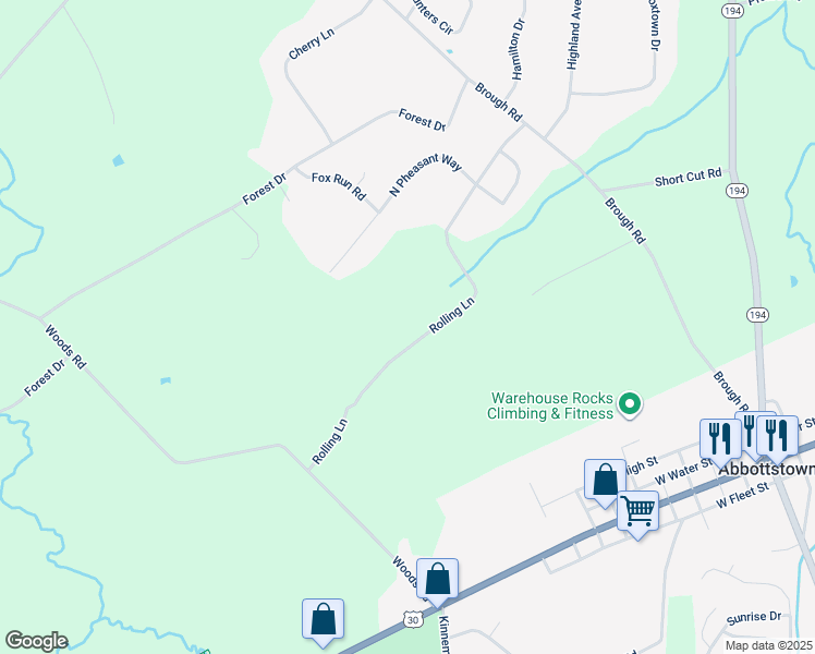 map of restaurants, bars, coffee shops, grocery stores, and more near in Abbottstown