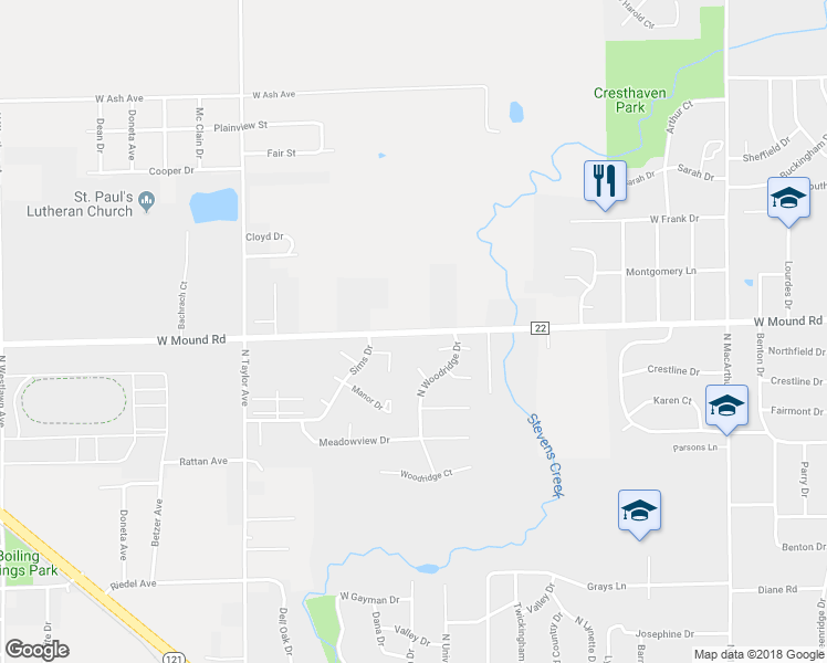 map of restaurants, bars, coffee shops, grocery stores, and more near 1210 West Mound Road in Decatur