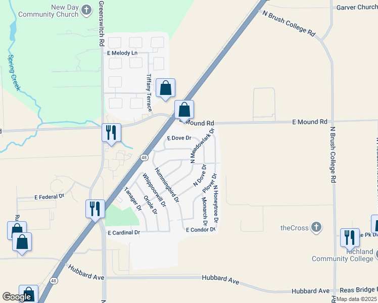 map of restaurants, bars, coffee shops, grocery stores, and more near 3285 East Robin Drive in Decatur