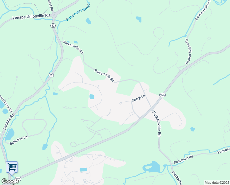 map of restaurants, bars, coffee shops, grocery stores, and more near 1080 Parkersville Road in West Chester