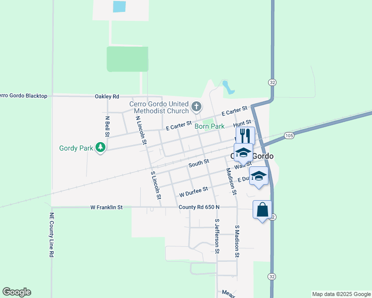 map of restaurants, bars, coffee shops, grocery stores, and more near 122 North Street in Cerro Gordo