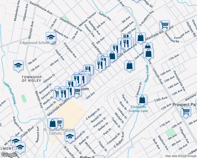 map of restaurants, bars, coffee shops, grocery stores, and more near 229 Sycamore Avenue in Folsom