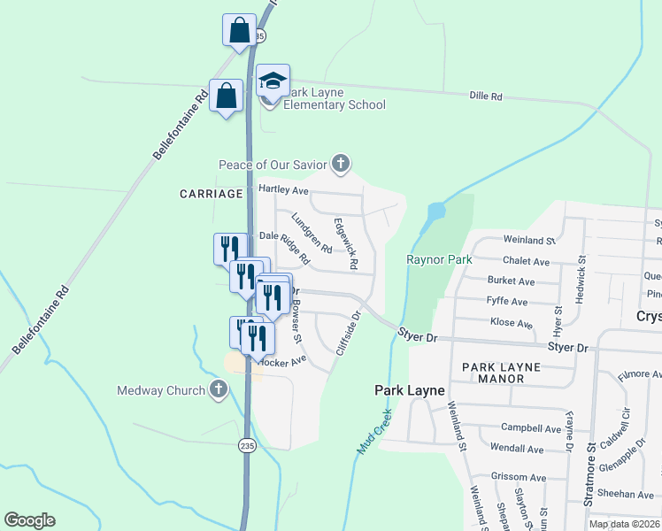map of restaurants, bars, coffee shops, grocery stores, and more near 1660 Dale Ridge Rd in New Carlisle