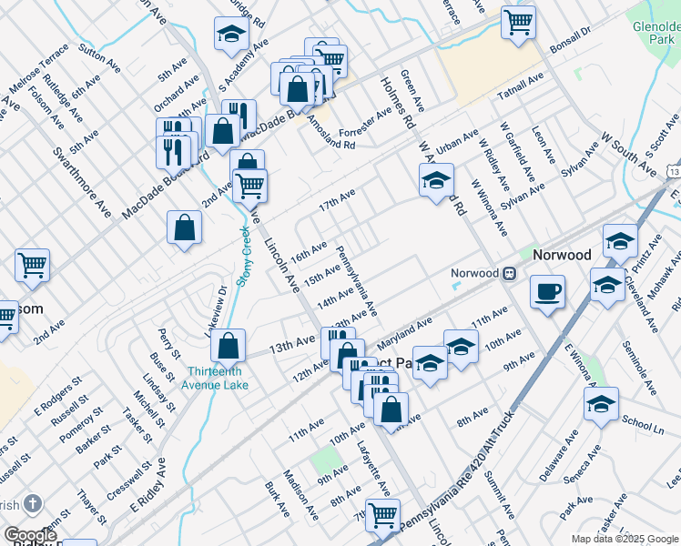 map of restaurants, bars, coffee shops, grocery stores, and more near 722 15th Avenue in Prospect Park