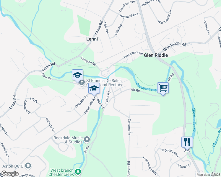 map of restaurants, bars, coffee shops, grocery stores, and more near 1 Convent Road in Aston