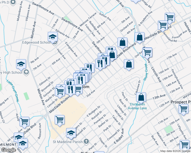 map of restaurants, bars, coffee shops, grocery stores, and more near 229 Sycamore Avenue in Folsom