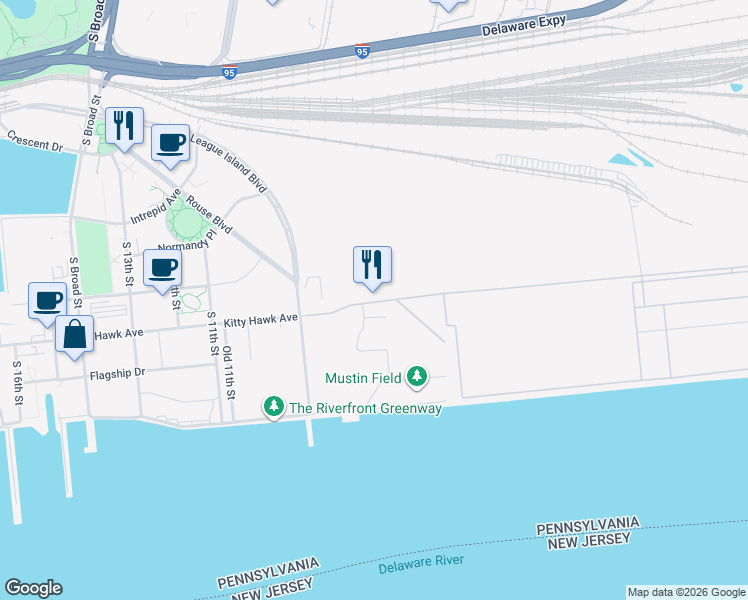 map of restaurants, bars, coffee shops, grocery stores, and more near in Philadelphia