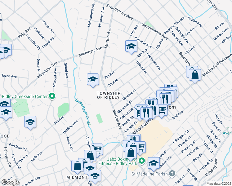 map of restaurants, bars, coffee shops, grocery stores, and more near 108 6th Avenue in Folsom