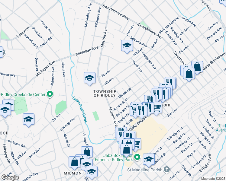 map of restaurants, bars, coffee shops, grocery stores, and more near 110 6th Avenue in Folsom