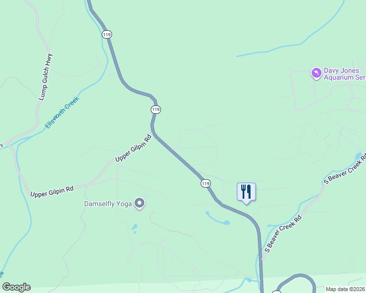 map of restaurants, bars, coffee shops, grocery stores, and more near 81 High Country Lane in Black Hawk