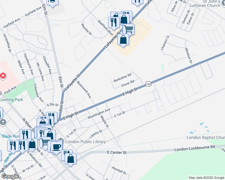 map of restaurants, bars, coffee shops, grocery stores, and more near 243 East High Street in London
