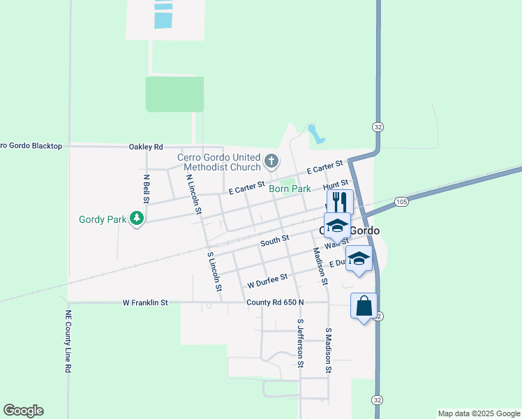 map of restaurants, bars, coffee shops, grocery stores, and more near 122 North Street in Cerro Gordo