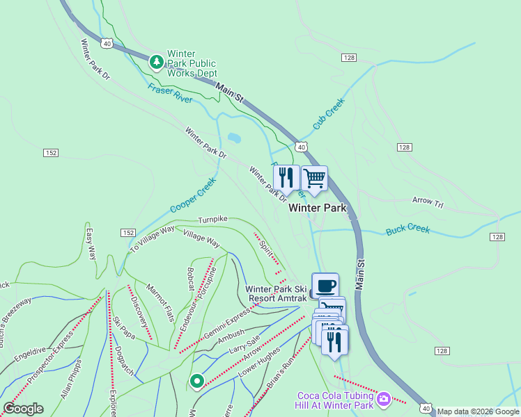 map of restaurants, bars, coffee shops, grocery stores, and more near 155 Fir Drive in Winter Park