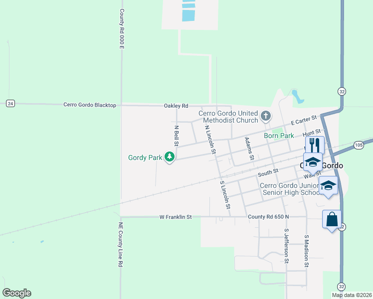 map of restaurants, bars, coffee shops, grocery stores, and more near 451 West Abraham Street in Cerro Gordo