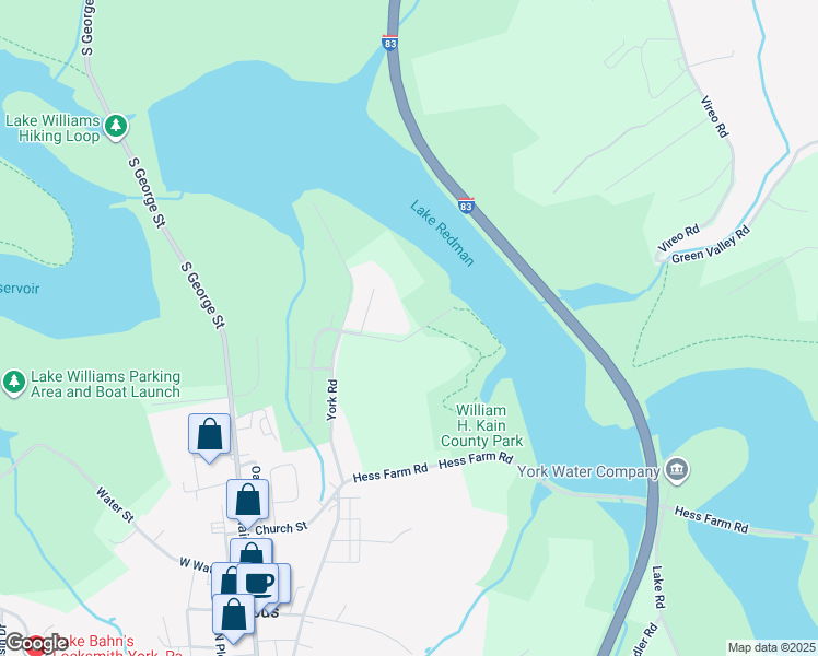 map of restaurants, bars, coffee shops, grocery stores, and more near 5624 York Rd in York