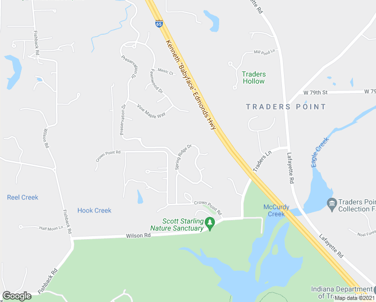 map of restaurants, bars, coffee shops, grocery stores, and more near 7725 Spring Ridge Drive in Indianapolis