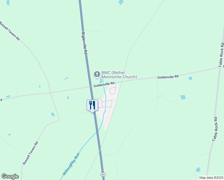 map of restaurants, bars, coffee shops, grocery stores, and more near 26 Goldcrest Circle in Gettysburg