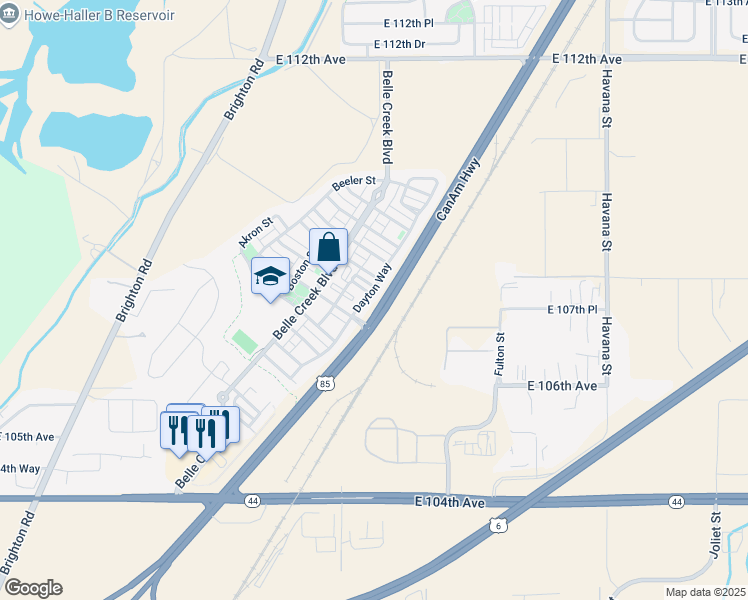 map of restaurants, bars, coffee shops, grocery stores, and more near 9504 East 108th Avenue in Henderson