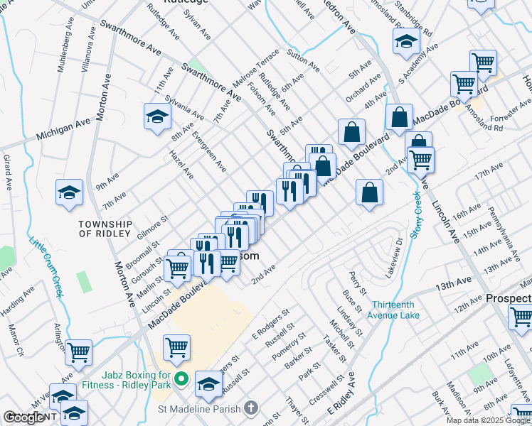 map of restaurants, bars, coffee shops, grocery stores, and more near 320 Evergreen Avenue in Folsom
