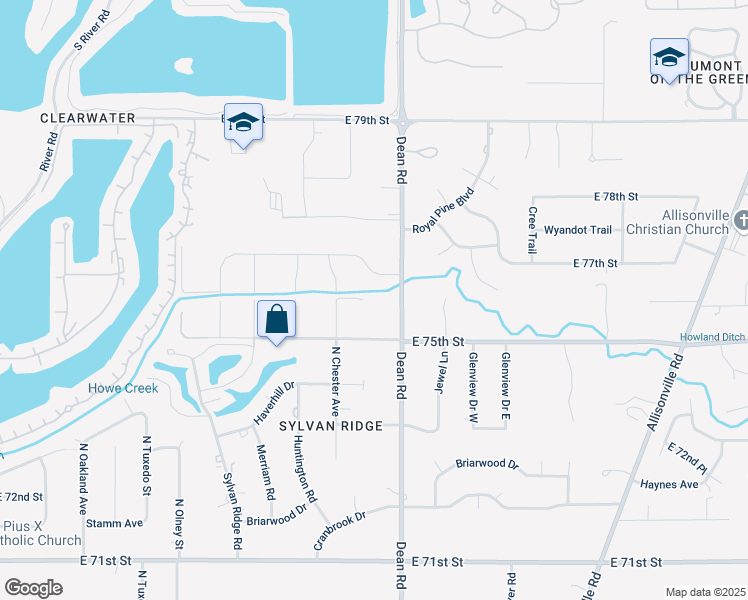 map of restaurants, bars, coffee shops, grocery stores, and more near 3945 East 77th Street in Indianapolis