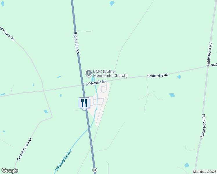 map of restaurants, bars, coffee shops, grocery stores, and more near 26 Goldcrest Circle in Gettysburg