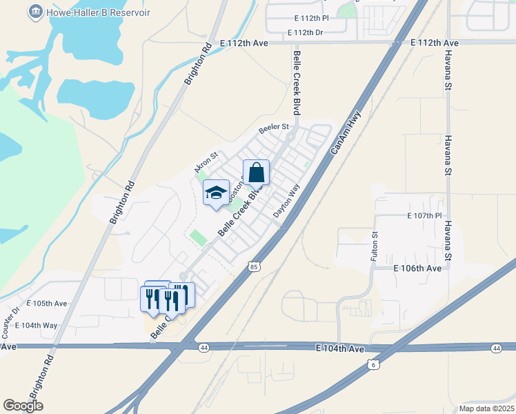 map of restaurants, bars, coffee shops, grocery stores, and more near 9444 East 108th Avenue in Commerce City