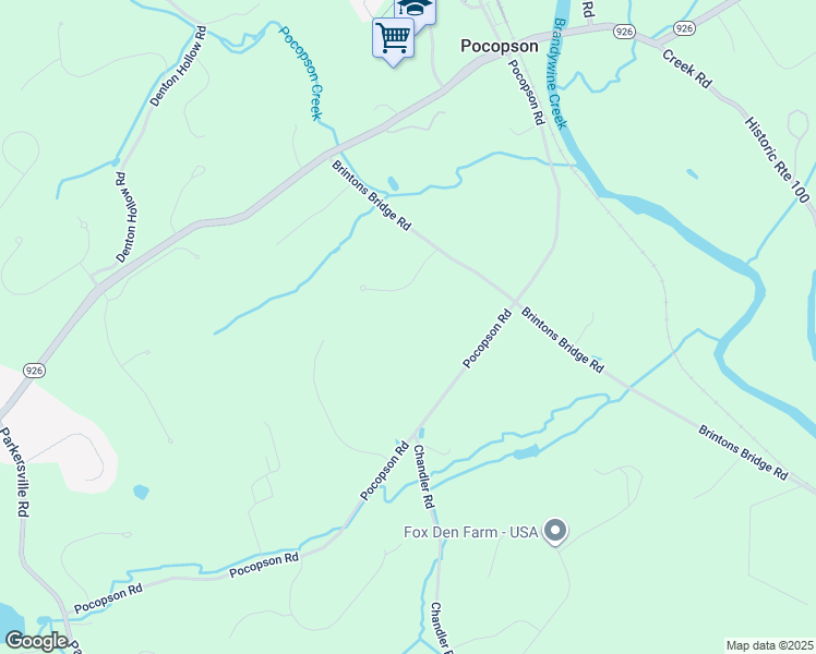 map of restaurants, bars, coffee shops, grocery stores, and more near 2589 Brintons Bridge Road in West Chester