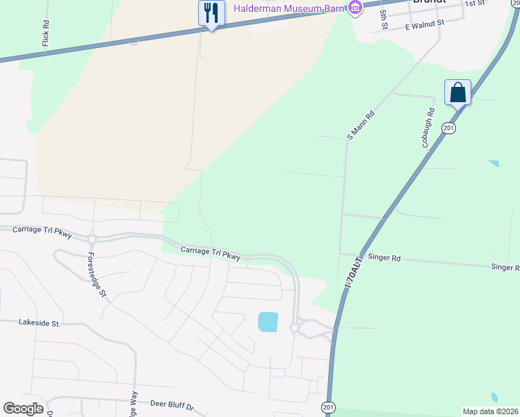 map of restaurants, bars, coffee shops, grocery stores, and more near 6300 Heffner Road in Tipp City