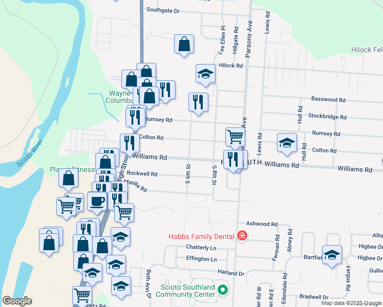 map of restaurants, bars, coffee shops, grocery stores, and more near 211 Colton Road in Columbus