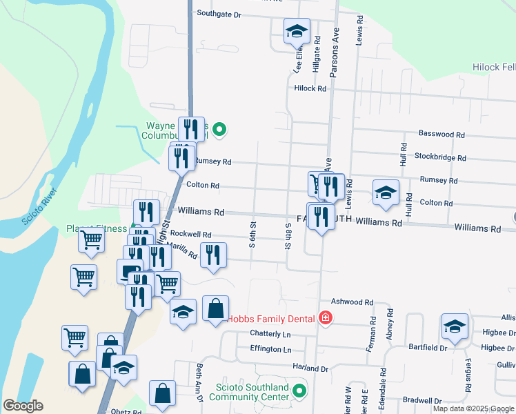 map of restaurants, bars, coffee shops, grocery stores, and more near 211 Colton Road in Columbus
