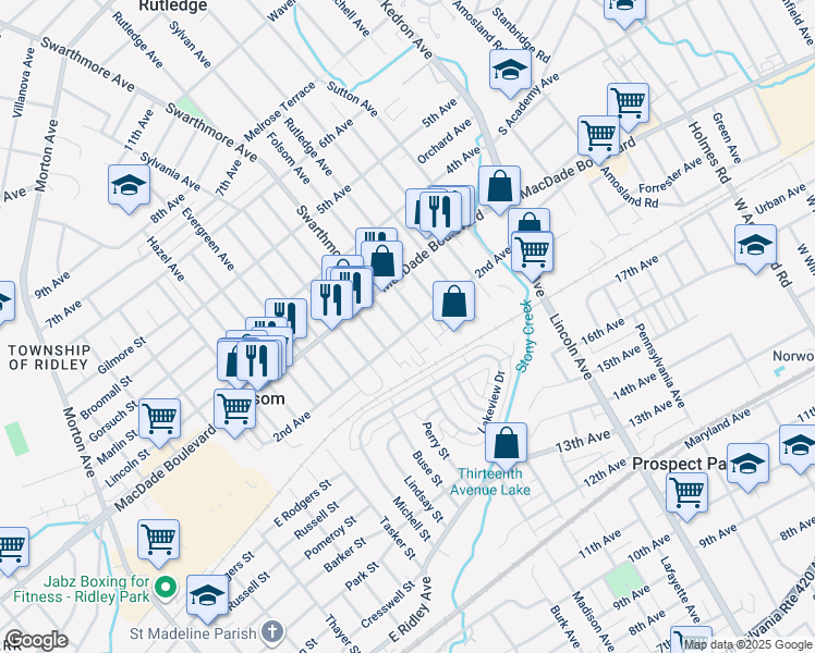 map of restaurants, bars, coffee shops, grocery stores, and more near 200 Swarthmore Avenue in Folsom