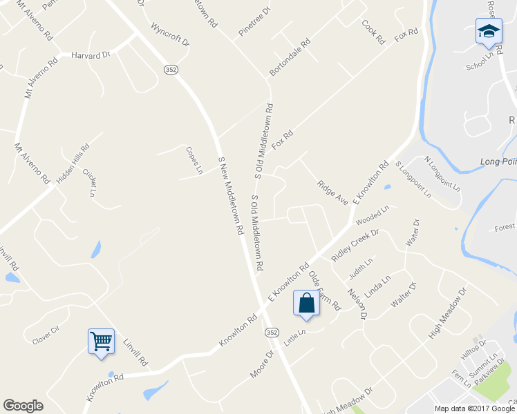 map of restaurants, bars, coffee shops, grocery stores, and more near 523 South Old Middletown Road in Media
