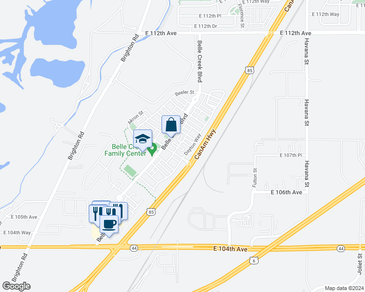 map of restaurants, bars, coffee shops, grocery stores, and more near 10774 Belle Creek Boulevard in Henderson