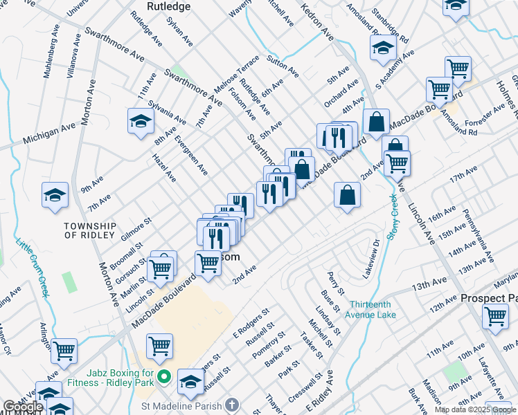 map of restaurants, bars, coffee shops, grocery stores, and more near 314 Sycamore Avenue in Folsom