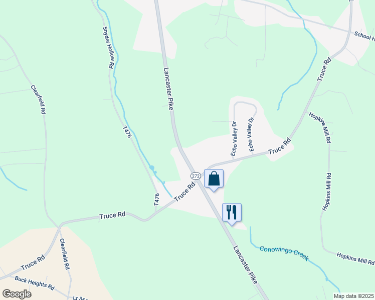 map of restaurants, bars, coffee shops, grocery stores, and more near 751 Lancaster Pike in Quarryville