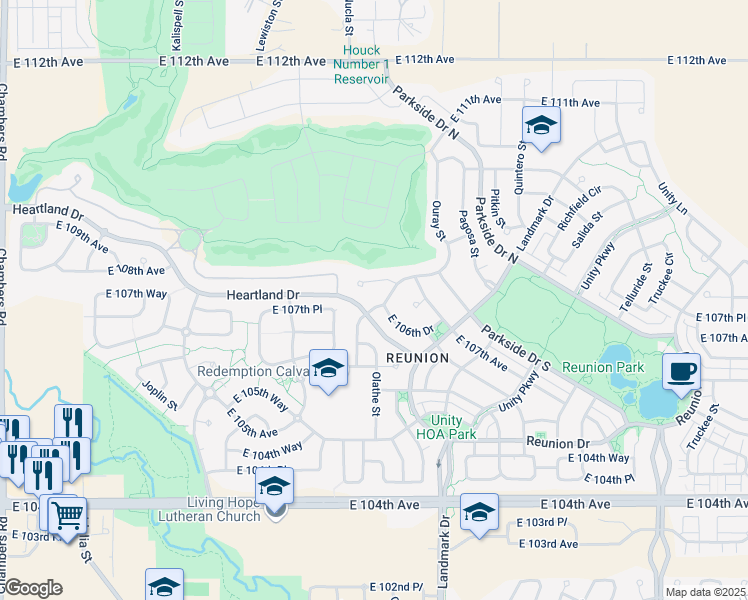 map of restaurants, bars, coffee shops, grocery stores, and more near 10678 Nucla Court in Commerce City
