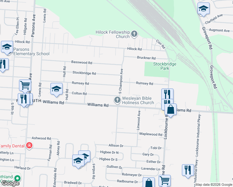map of restaurants, bars, coffee shops, grocery stores, and more near 836 Colton Road in Columbus
