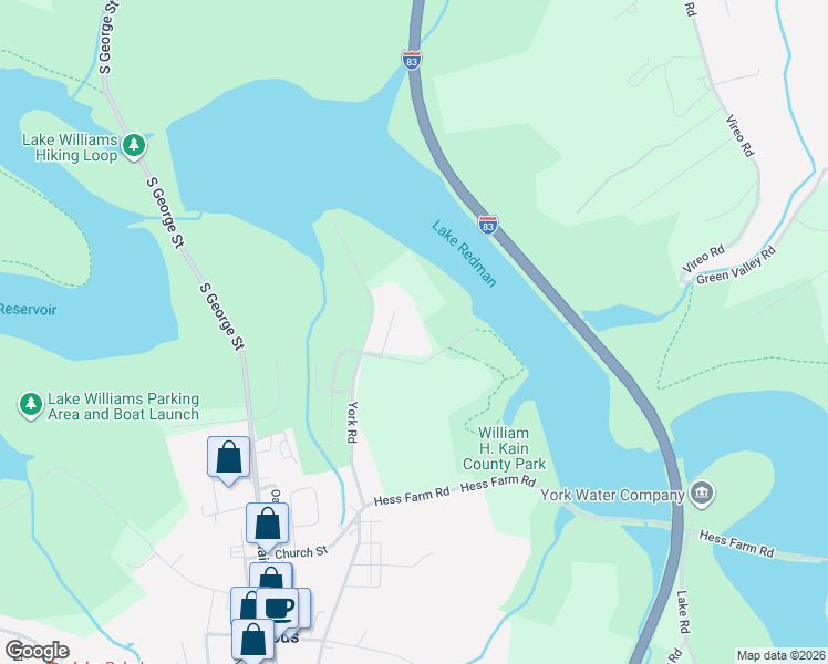 map of restaurants, bars, coffee shops, grocery stores, and more near 5399 Rayma Dr in York