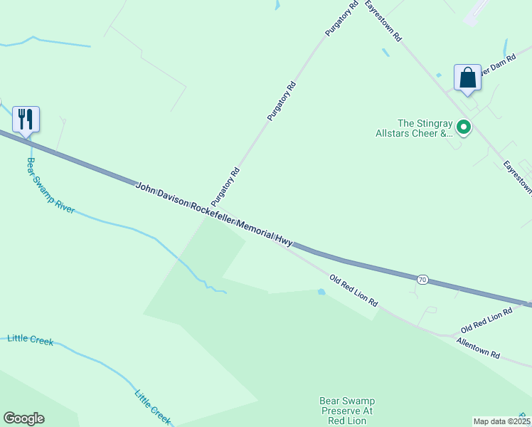 map of restaurants, bars, coffee shops, grocery stores, and more near 1729 New Jersey 70 in Southampton Township