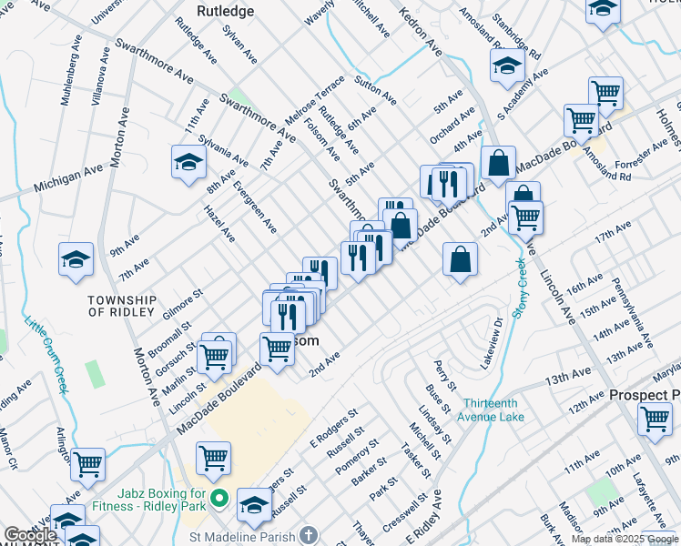 map of restaurants, bars, coffee shops, grocery stores, and more near 317 Sylvania Avenue in Folsom