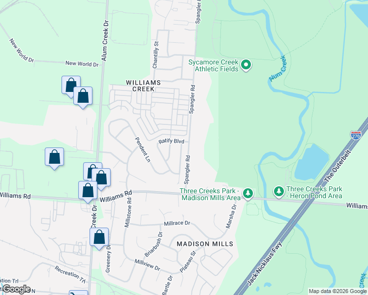 map of restaurants, bars, coffee shops, grocery stores, and more near 3765 Barkwillow Lane in Columbus