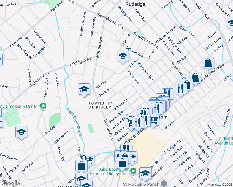 map of restaurants, bars, coffee shops, grocery stores, and more near 324 6th Ave in Folsom