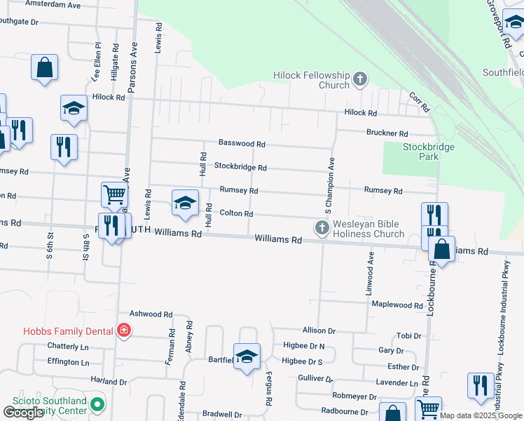 map of restaurants, bars, coffee shops, grocery stores, and more near 696 Colton Road in Columbus