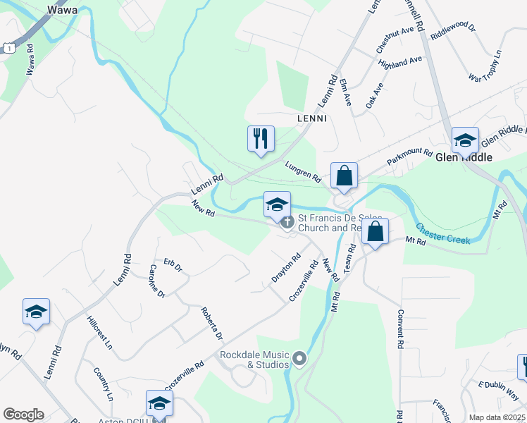 map of restaurants, bars, coffee shops, grocery stores, and more near 38 New Road in Aston