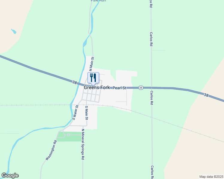 map of restaurants, bars, coffee shops, grocery stores, and more near 127 State Route 38 in Greens Fork