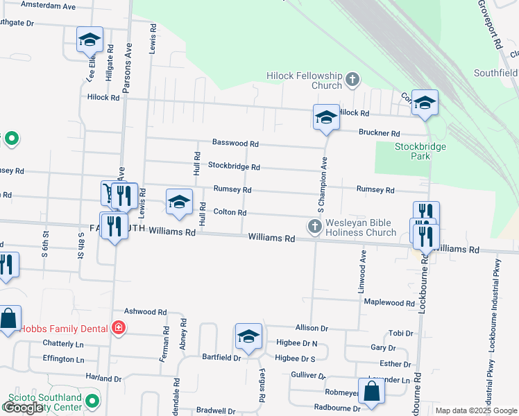 map of restaurants, bars, coffee shops, grocery stores, and more near 696 Colton Road in Columbus